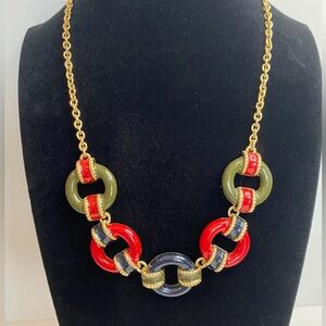 Talbots Multi-colored Enamel Circles and Gold Tone Link Necklace | NWT